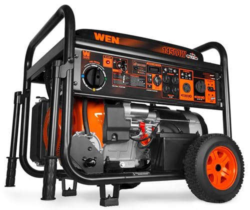 WEN 14,500-Watt 120V/240V Tri-Fuel Generator for Gas, Propane, and Natural Gas, Transfer-Switch Ready with Electric Start, Wheel Kit, and CO Watchdog (TF1450X)